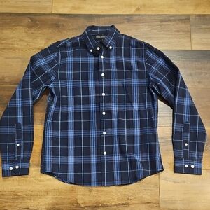 Banana Republic Navy and Light Blue Plaid Shirt